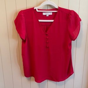 Loft red short sleeved blouse